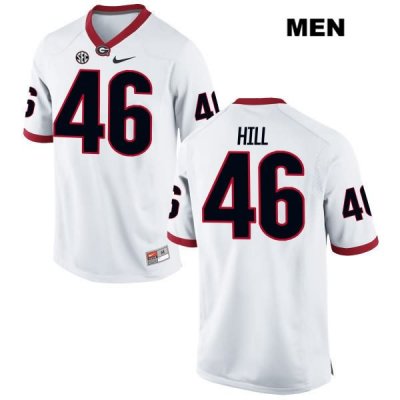 Men's Georgia Bulldogs NCAA #46 Cameron Hill Nike Stitched White Authentic College Football Jersey CLH1254DA